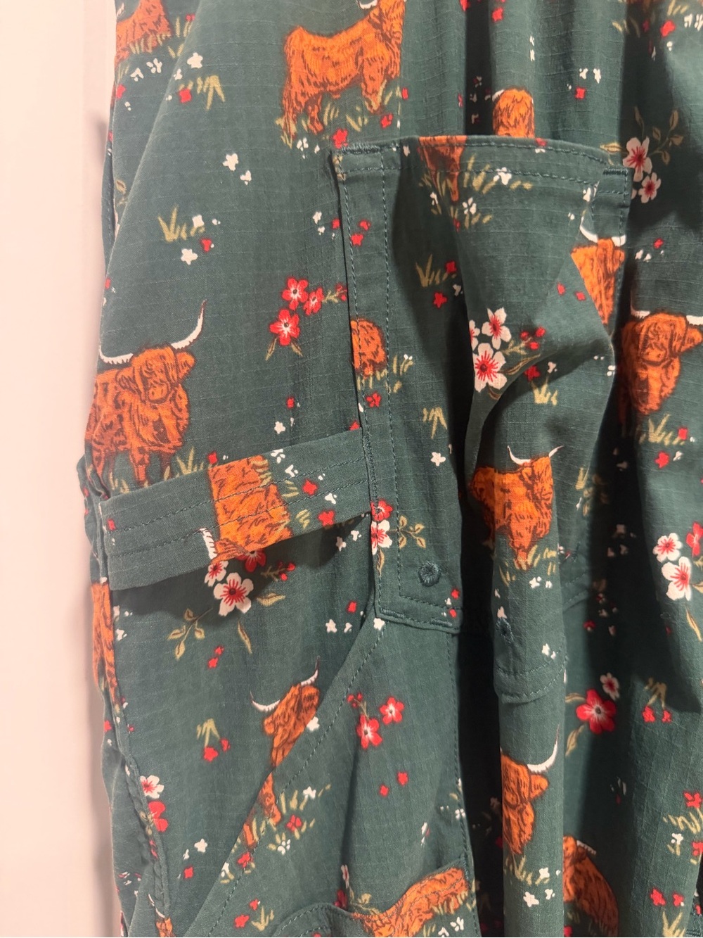 Duluth Trading Co  Floral & Highland Cow Overalls - Picture 7 of 8